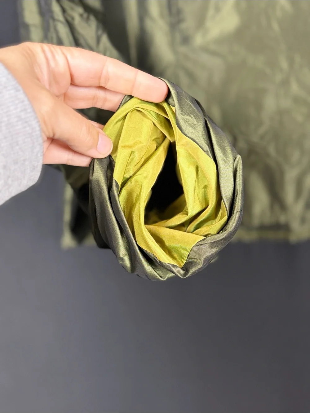 Ross Mayer Olive Green Two piece Taffeta Dress Suite Jacket & Layered Skirt Set